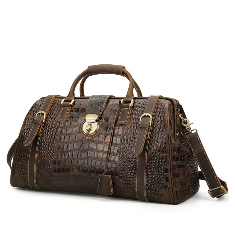 Crocodile Pattern Leather Travel Bag