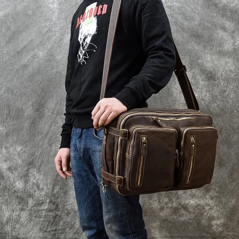 Leather Travel Backpack Shoulder Bag