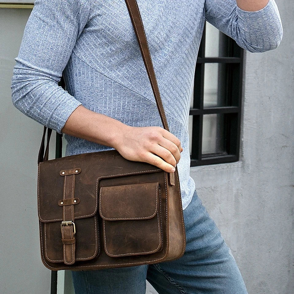 Leather Business Travel Shoulder Bag