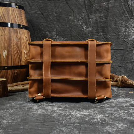 Leather Business Travel Briefcase Backpack