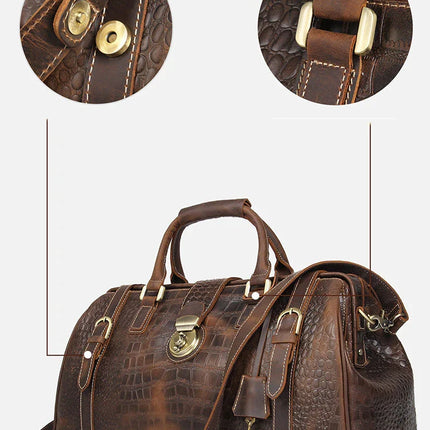 Crocodile Pattern Leather Travel Bag