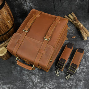 Leather Business Travel Briefcase Backpack