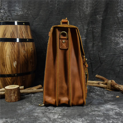 Leather Business Travel Briefcase Backpack