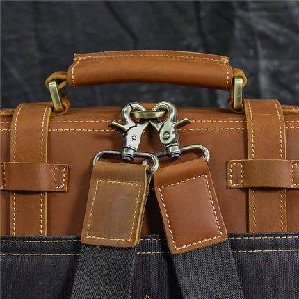 Leather Business Travel Briefcase Backpack
