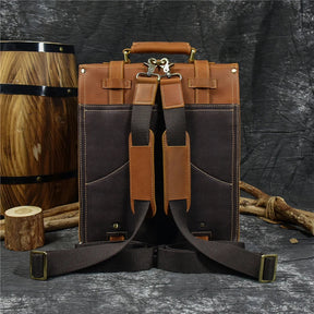 Leather Business Travel Briefcase Backpack