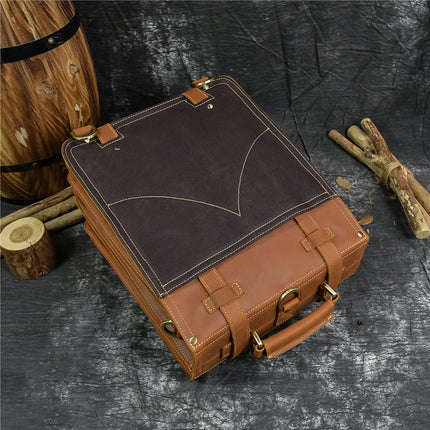 Leather Business Travel Briefcase Backpack
