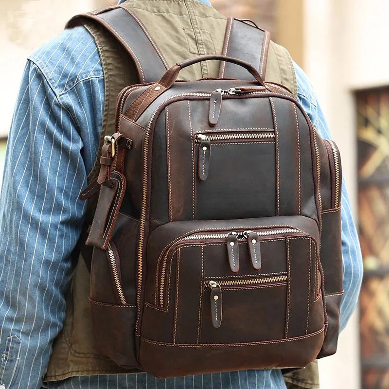 Vintage Leather Travel Backpack