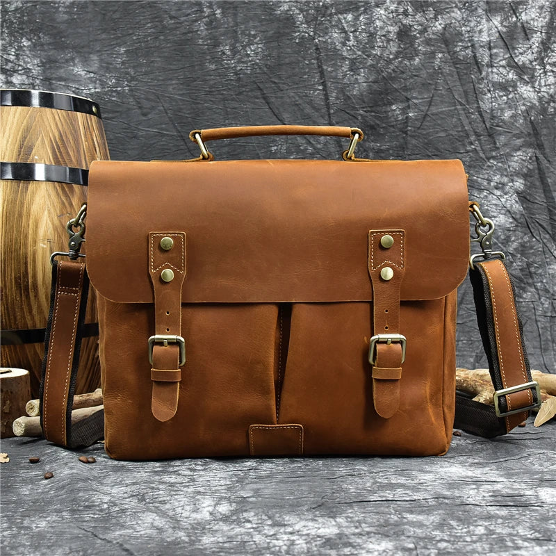 Leather 14" Briefcase Shoulder Bag